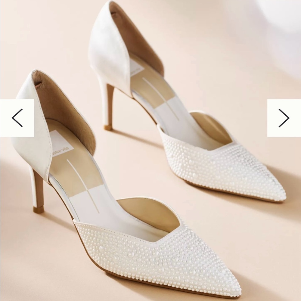 Dolce Vita White Pearl Embellished Heels